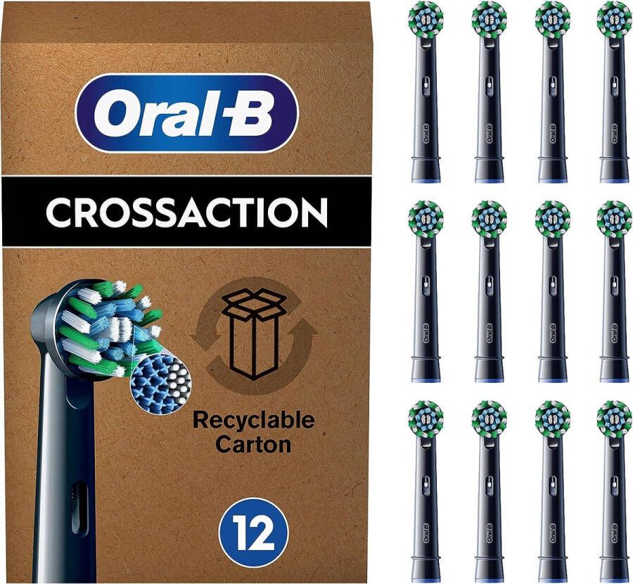 Oral B Oral-B Pro Cross Action Opzetborstels Zwart Met CleanMaximiser Technologie 12 Stuks Brievenbusverpakking