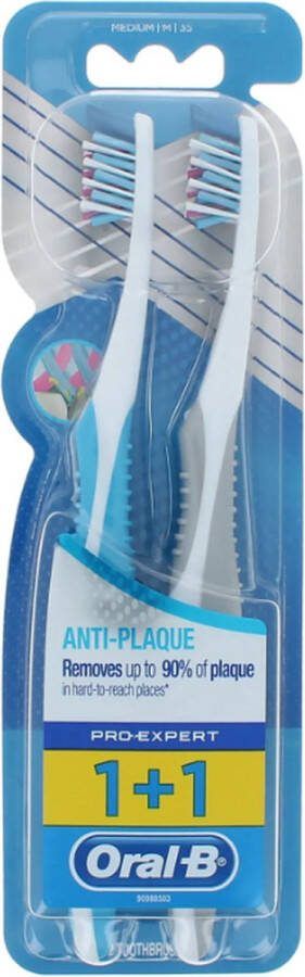 Oral B Oral-B Pro-Expert Anti-Plaque Duo Tandenborstel 35 Medium Grey-Light Blue