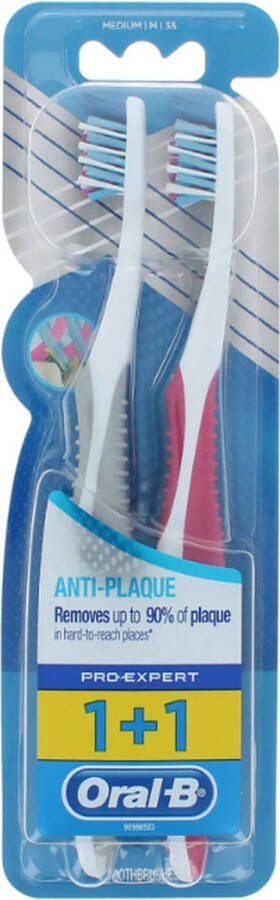 Oral B Oral-B Pro-Expert Anti-Plaque Duo Tandenborstel 35 Medium Grey-Pink