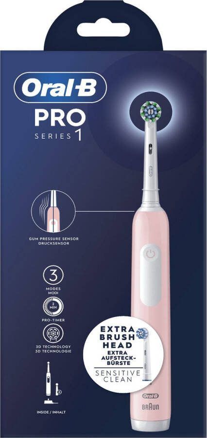 Oral B Oral-B Pro Series 1 Volwassene Roterende-oscillerende tandenborstel Dagelijkse verzorging Delicaat Whitening 20000 bewegingen per minuut Roze 8800 bewegingen per minuut