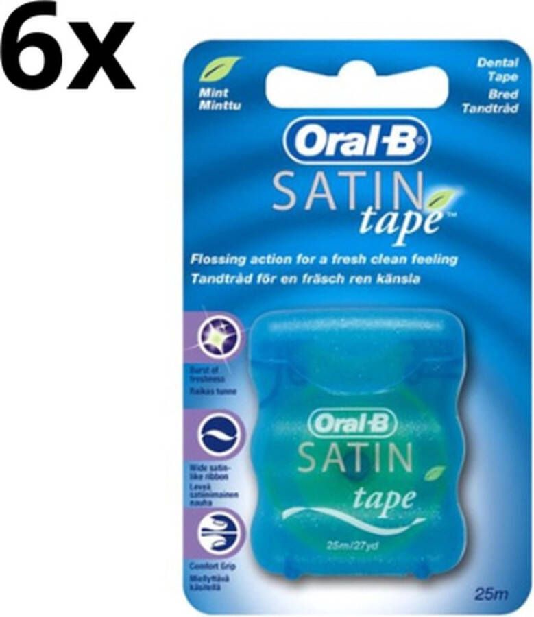 Oral B Oral-B Satin Tape 6 x 25 m Flosdraad Voordeelverpakking