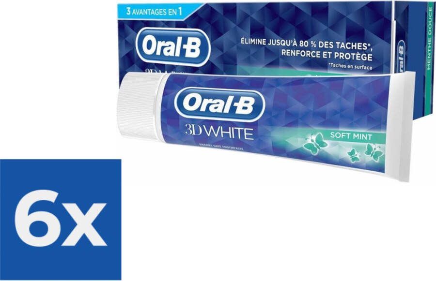 Oral B Oral-B Tandpasta 3D White Soft Mint Voordeelverpakking 6 x 75 ml