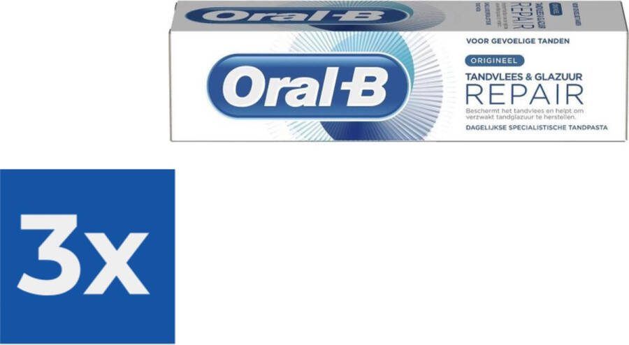 Oral B Oral-B Tandpasta Tandvlees & Glazuur Repair 75ml Voordeelverpakking 3 stuks