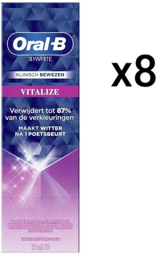 Oral B Oral-B Tandpasta Voordeelverpakking 3D White Vitalize 8 x 75 ml