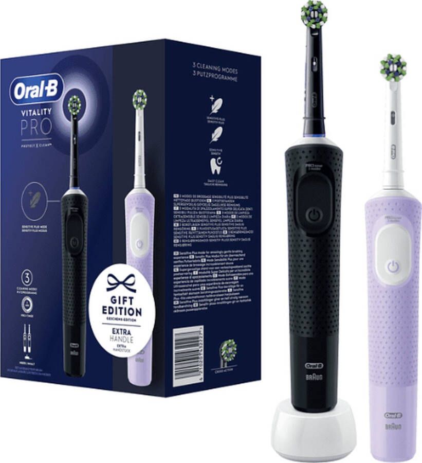 Oral B Oral-B Vitality 100 Duo Zwart en Lila Gift edition Elektrische Tandenborstel