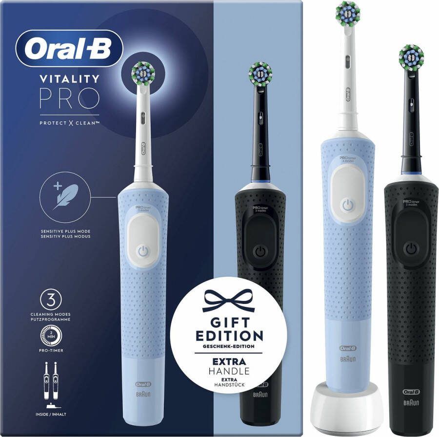 Oral B Oral-B Vitality Pro D103 Duopack Elektrische Tandenborstel Blauw en zwart