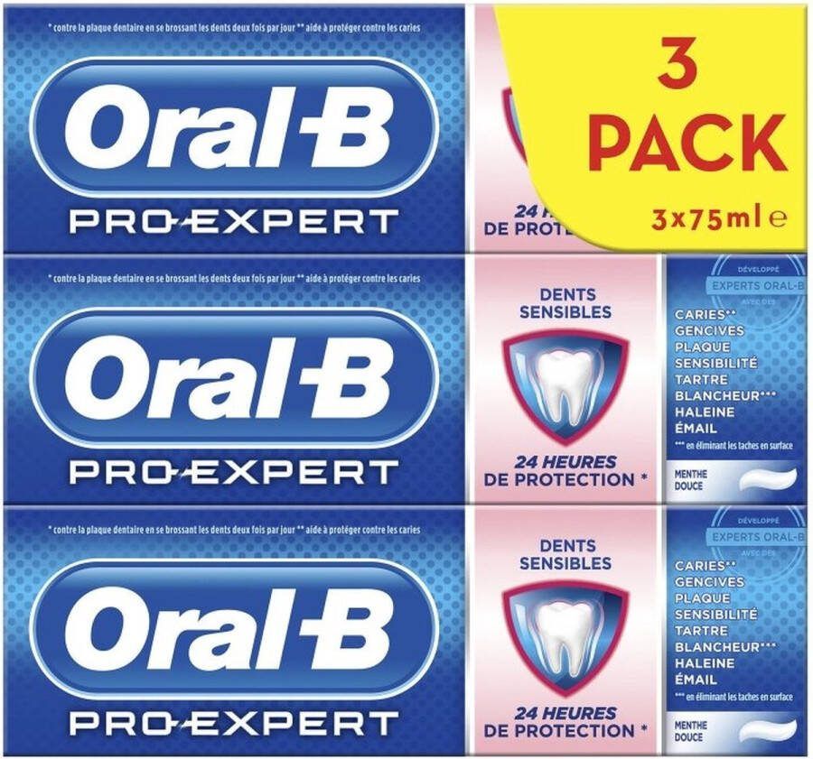 Oral B Oral-B Pro-Expert Tandpasta voor gevoelige tanden 24-uurs bescherming gevoeligheidsbescherming verpakking van 3 x 75 ml