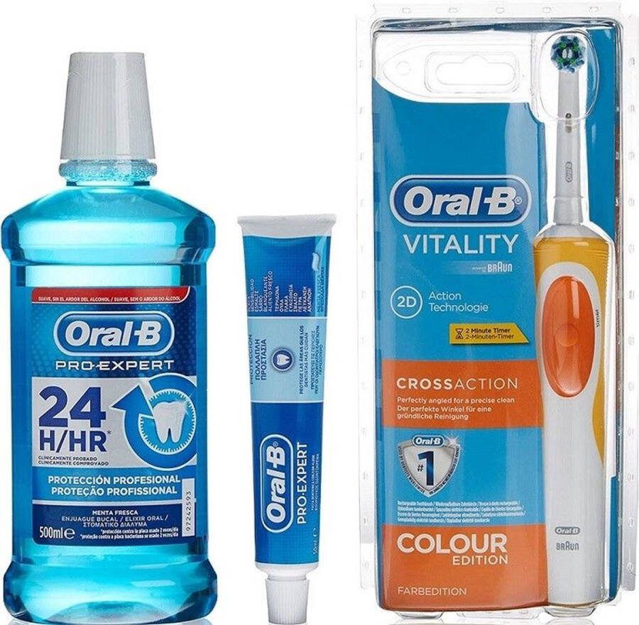 Oral B Tandpasta Set met borstel en mondwater Vitality Crossaction Oral-B (3 pcs)