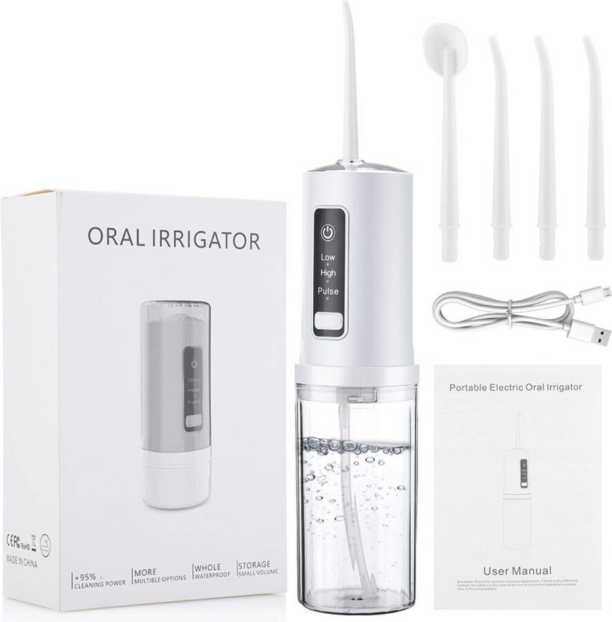 ORAL IRRIGATOR RIY-check Waterflosser Draadloze + 4x Mondstukken Monddouche + 3 Standen