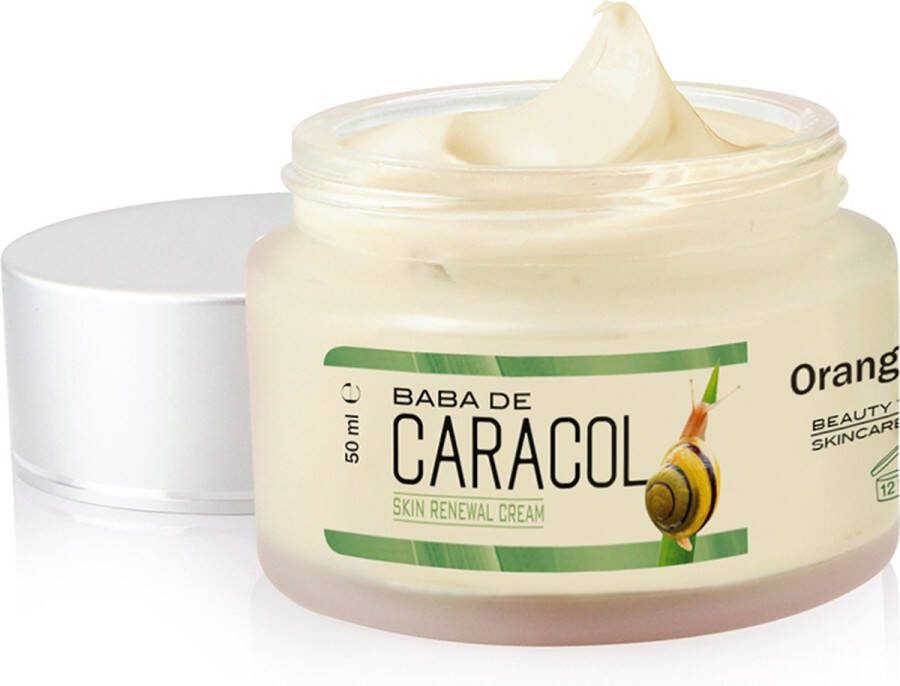 Orange Care Baba de Caracol Dagcrème Slakkenslijmcrème 50 ML Anti rimpel Littekencrème Slakkencrème voor acne puistjes rimpels Acneverzorging Slakken Extract Serum gel vrouwen mannen tieners escargot cream gezicht onder de ogen Snailcare
