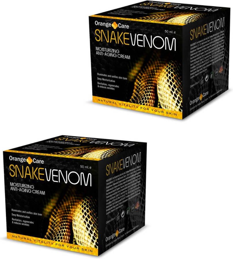 Orange Care Snake Venom Anti-rimpel Gezichtscrème 2x50ML Dag & nacht crème Slangen crème gel mannen vrouwen tegen huidveroudering en droge huid Anti aging Collageen crème met Retinol