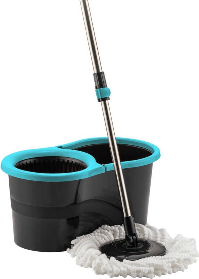 Orange Donkey Spin Mop Draaiende Dweil met Wringsysteem Ronde Vloerwisser met Microvezeldoek Mop Set met Wringer Dweilset Emmer met Wringfunctie Blauw Zwart 13L Spinning Mop met Telescopische Steel