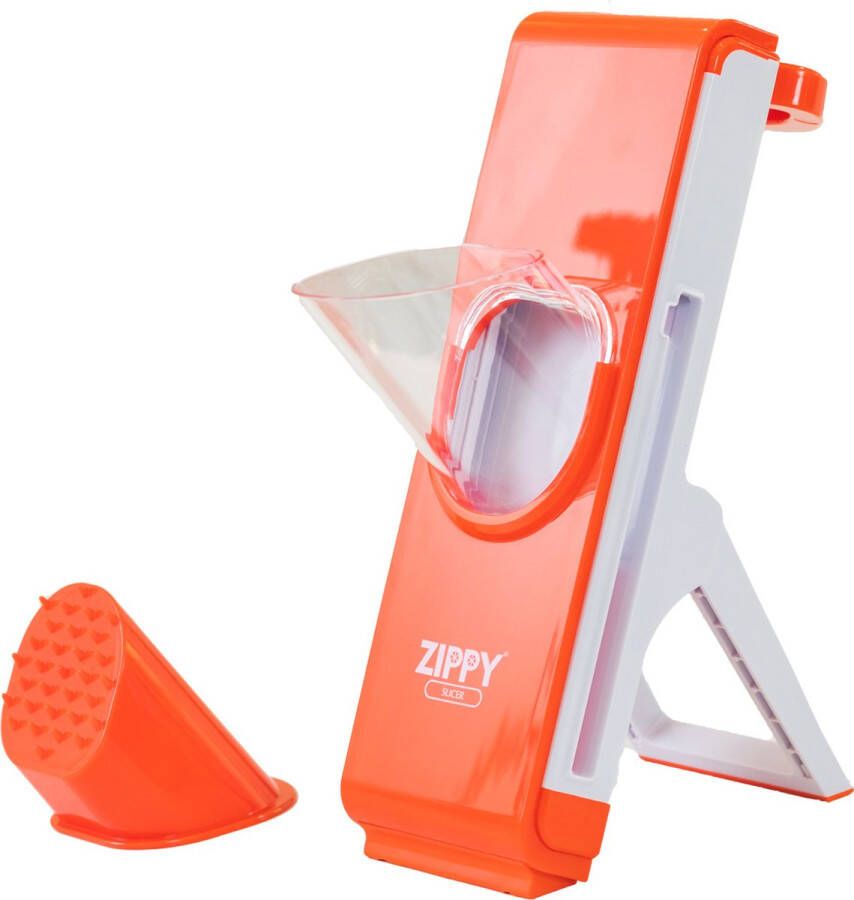 Orange Donkey Zippy Slicer 4-in-1 Verticale Mandoline Rood Voor Snijden en Julienne – Keukensnijder Multi-cutter Groentesnijder Snijmachine Groenten en Fruit handmatig en multifunctioneel