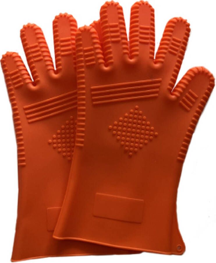 Orange Hittebestendige Siliconen Ovenwant Antislip BBQ & Keuken Handschoenen 2 Stuks Oranje