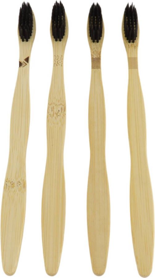 Orange85 Bamboe tandenborstels 4 stuks Bruin 1.9x1.4x19 cm