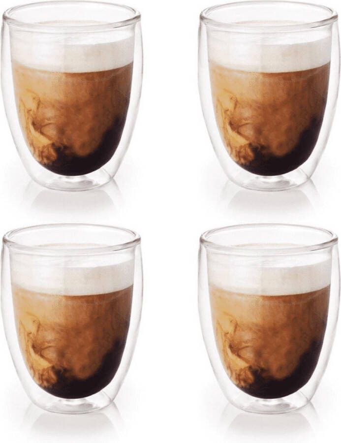 Orange85 Dubbelwandige Glazen Koffieglazen 4 stuks Transparant 300ml Glas