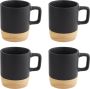 Orange85 OTIX Espresso Kopjes Zwart Set van 6 met Bamboe Onderzetter Met oor Koffiekopjes - Thumbnail 4