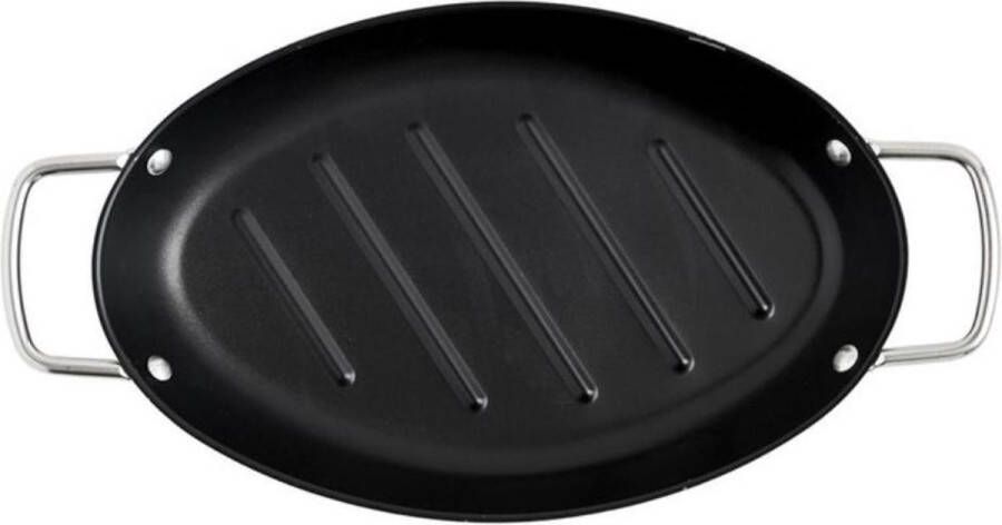 Orange85 Ovale Grillpan Barbecue Anti Aanbak 32 5x20 5x3 5cm Metaal