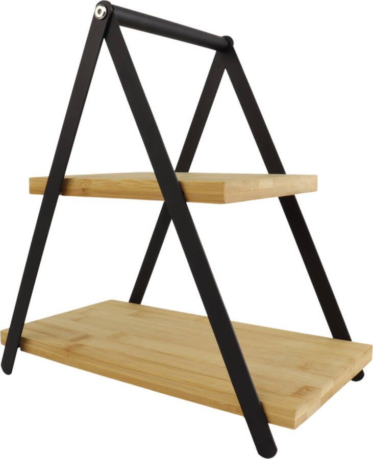 OTIX Serveertoren Etagere Metaal Bamboe 2 Laags 28x15 6x29 3cm Etagères