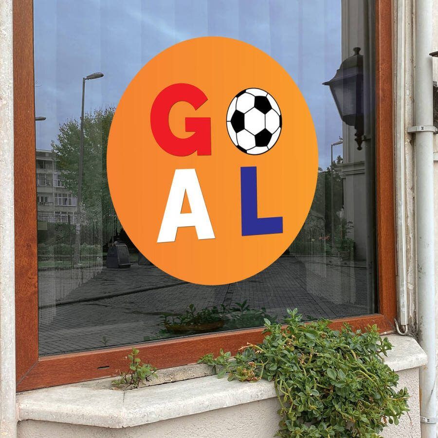 Oranjebox.com Raamsticker 40 cm Goal Versiering EK 2024 Sticker Nederlands Elftal EK 2024 Sticker Easydot sticker Voetbal Oranje Sticker EK 2024 Removable Sticker Gemakkelijk te plakken Cadeautip Vaderdag