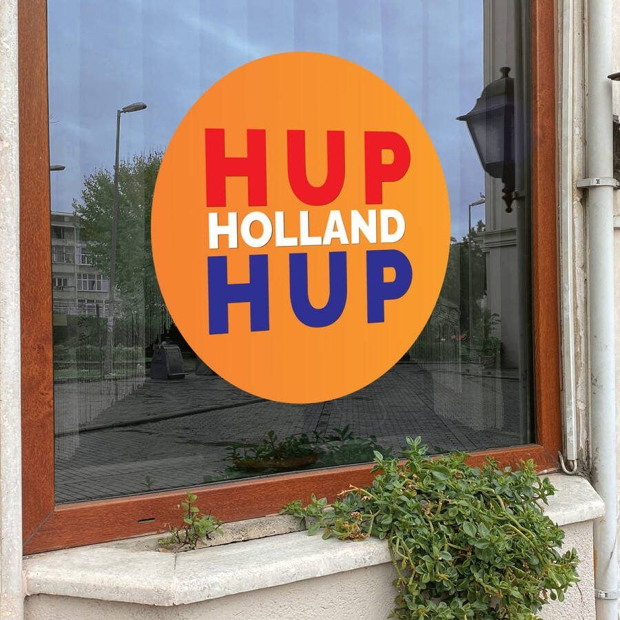Oranjebox.com Raamsticker 40 cm Hup Holland Hup Sticker Nederlands Elftal Versiering EK 2024 EK 2024 Sticker Easydot sticker Voetbal Oranje Sticker EK 2024 Removable Sticker Gemakkelijk te plakken Cadeautip Vaderdag