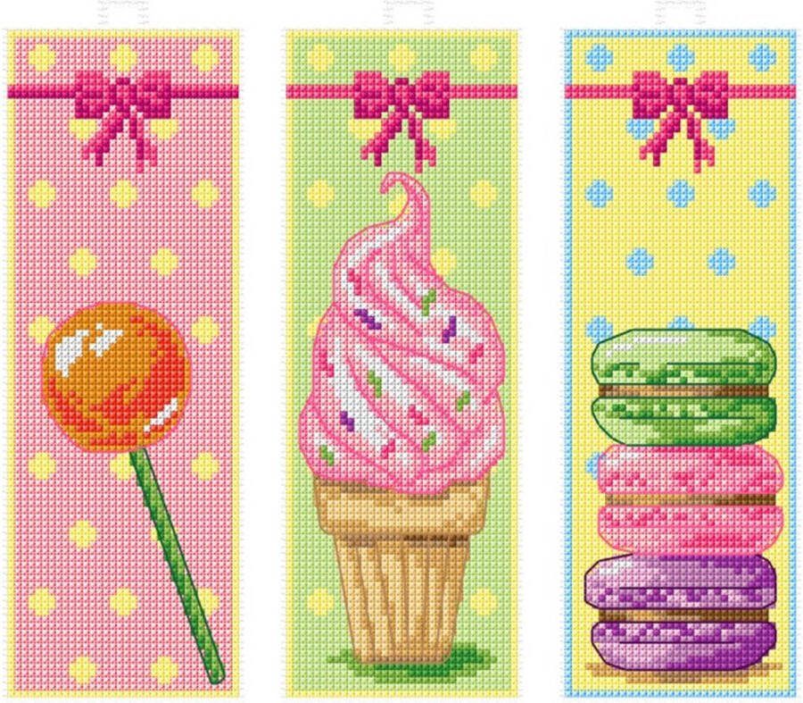 Orchidea Borduurpakket boekenleggers SWEETS kunststof stramien