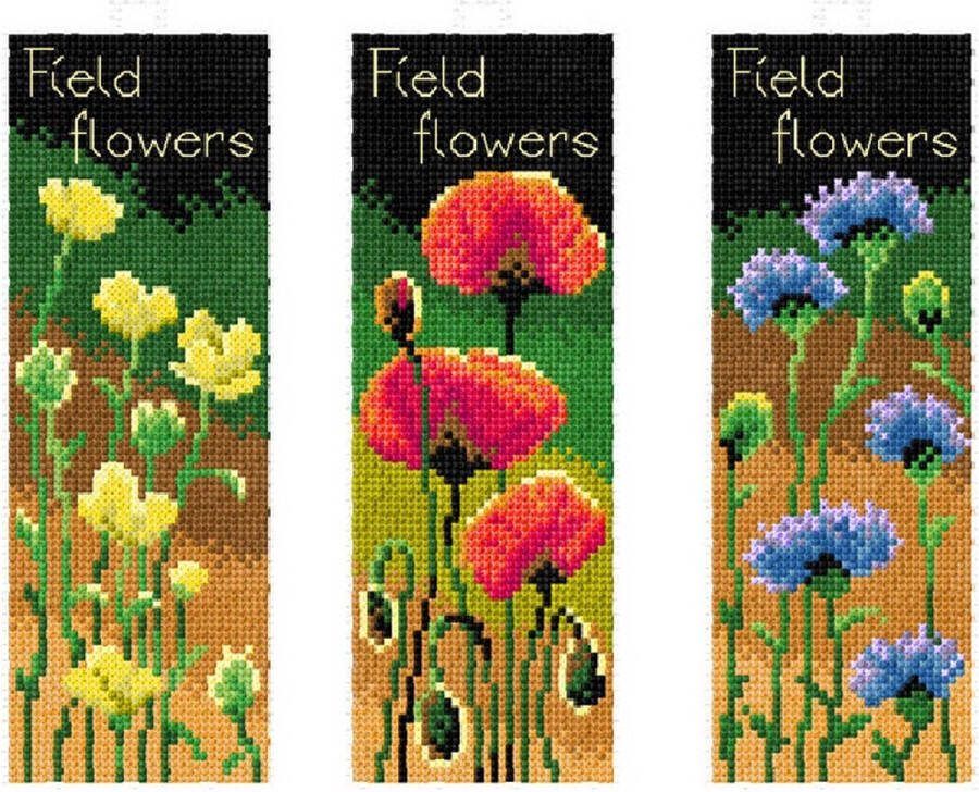 Orchidea Borduurpakket boekenleggers WILD FLOWERS kunststof stramien 8705