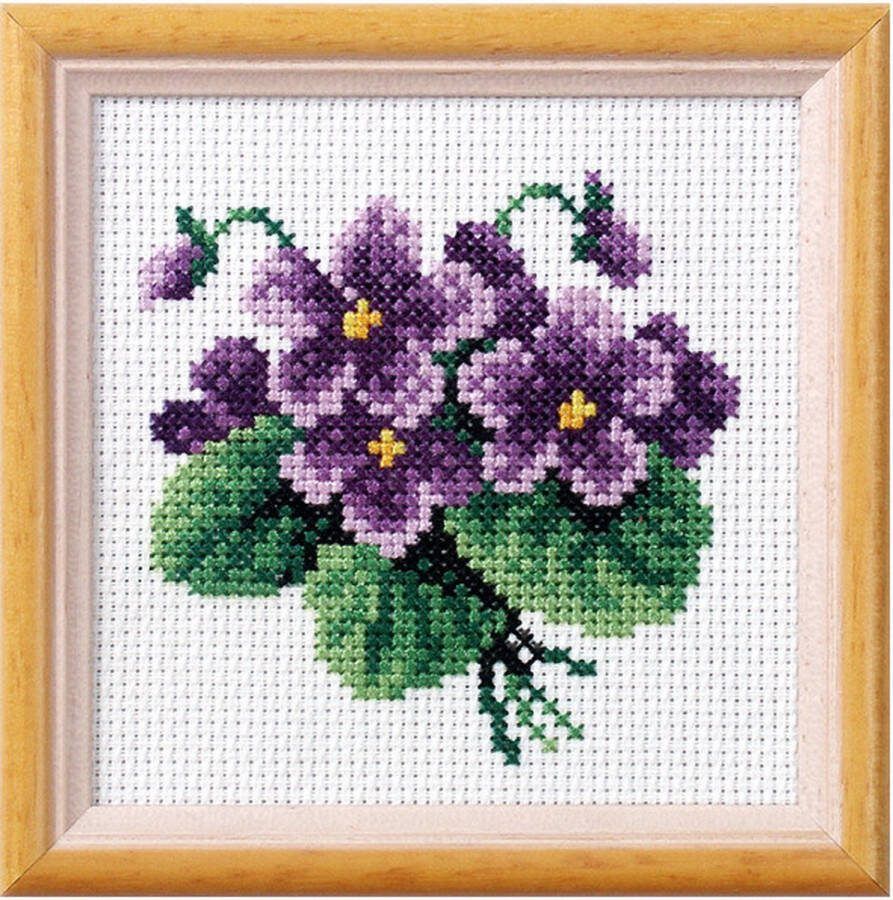 Orchidea Voorbedrukt Borduurpakketje Viooltjes 11 x 11 cm 7518