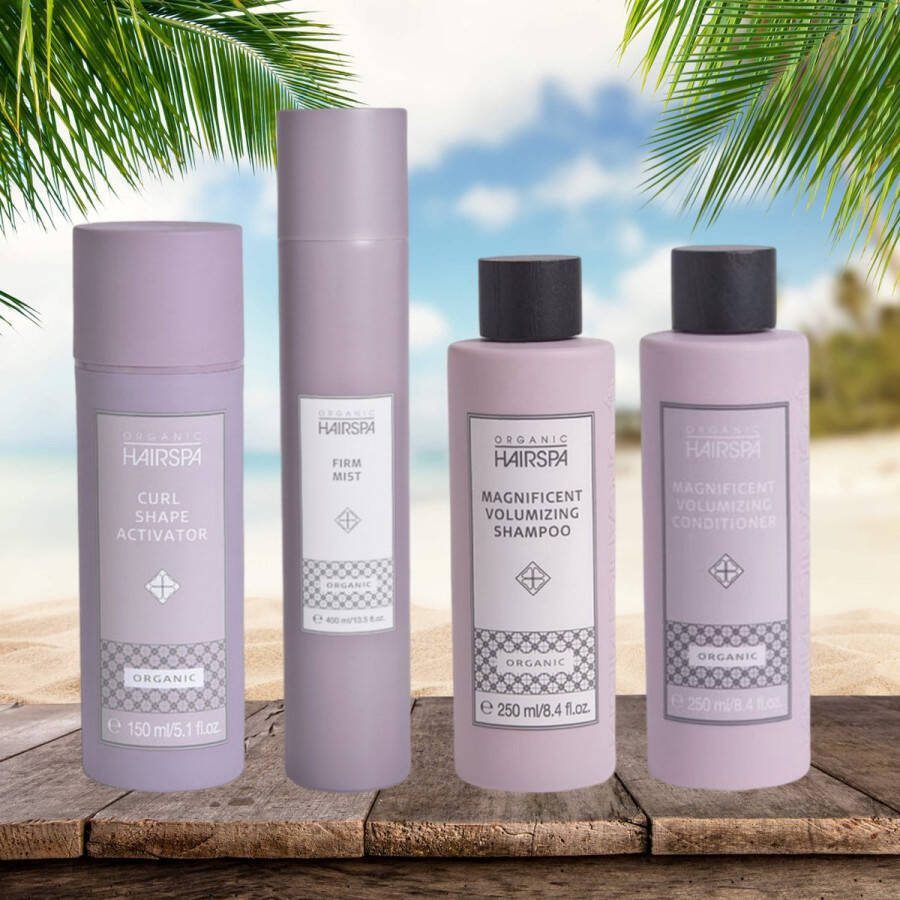 Organic Hairspa Curl Shape Activator 150ml & HairSpa City SalonFirm Mist 400ml & Magnificent Volumizing Shampoo & Magnificent Volumizing Conditioner