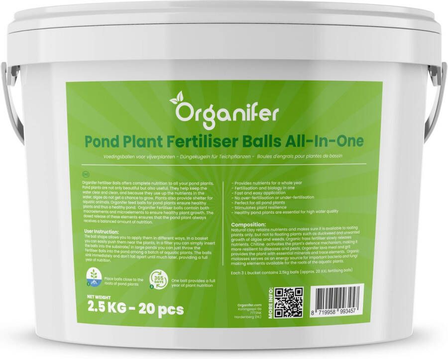 Organifer EM Vijverballen met plantvoeding (20 stuks – voor 1 jaar plantvoeding) Voor gezonde en weerbare Vijverplanten
