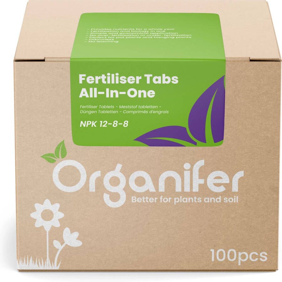 Organifer Mesttabletten All-In-One (100 tabs – voor 1 jaar plantvoeding) Ideaal voor Potplanten Kuipplanten of Hangplanten
