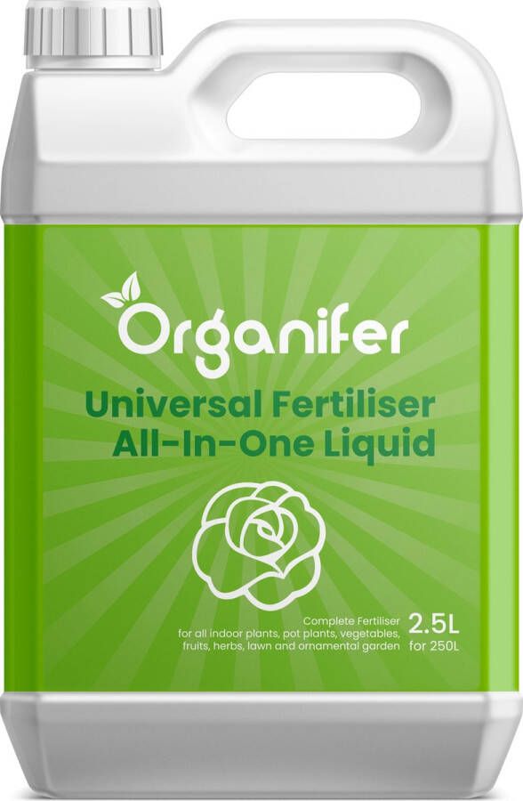 Organifer Plantenvoeding All-In-One (2 5L voor 250L) Plantenvoeding Kamerplanten Plantenvoeding Vloeibaar Meststof Planten Voeding Voor Kamerplanten Balkonplanten Potplanten Buitenplanten en Moestuin