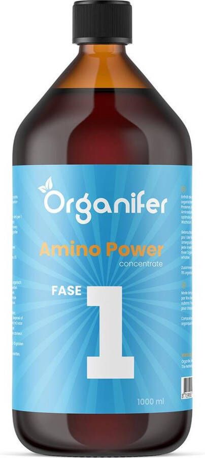 Organifer Vloeibare Meststof voor Groeifase 1L concentraat ( Voor 500 liter complete plantenvoeding) Amino Power fase 1 o.a. voor Hydrocultuur Binnenplanten Tuin Gazon Kweken