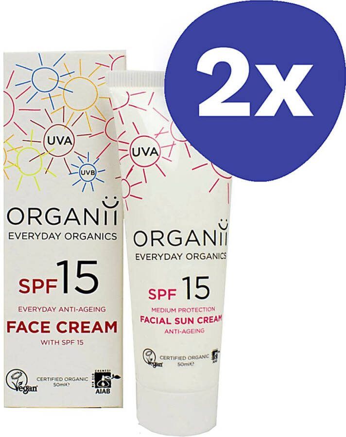 Organii Anti Ageing Gezichtscreme SPF15 (2x 50ml)