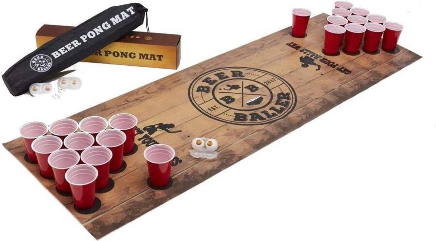 Original Party Beer Pong tafel mat compleet met 50 bekers 4 bier-pong ballen en 2 houders Beer Pong Tafel Beerpong set Table Opklapbaar Bierponglenhouders