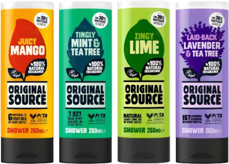 Original Source Showergel Douchegel Juicy Mango Zingy Lime Tingly Mint & Tea Tree Lavender & Tea Tree