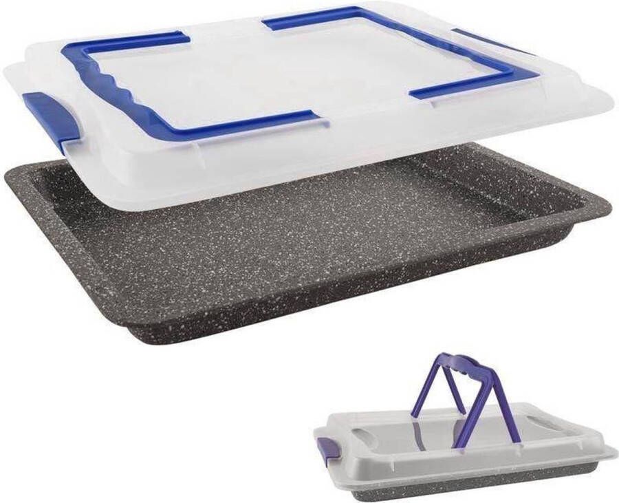 Orion group Bakvorm Graniet met Deksel GRANDE 43x29x7 cm Springvorm Vorm voor Bakken Taartvorm Bakplaat