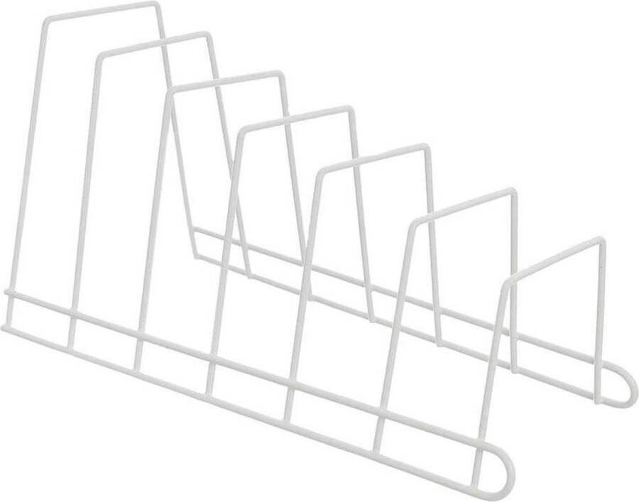 Orion group Borden en Dekselhouder Metaal Wit 34x17xx18 5 cm Bordenhouder Bordenstandaard Dekselstandaard Potdekselhouder