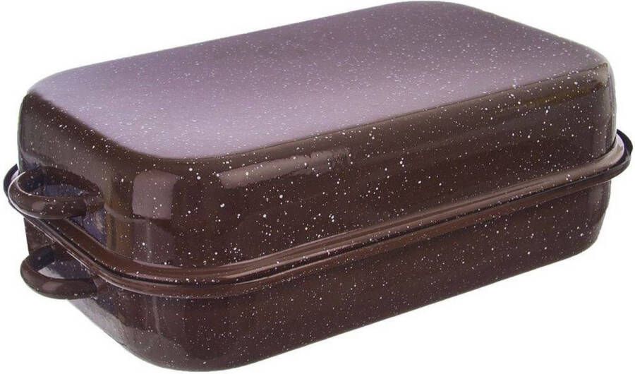 Orion group Braadslede Geëmailleerd met Deksel Rechthoekige BROWN 14 l 46x27 5 cm Ovenschaal Braadpan
