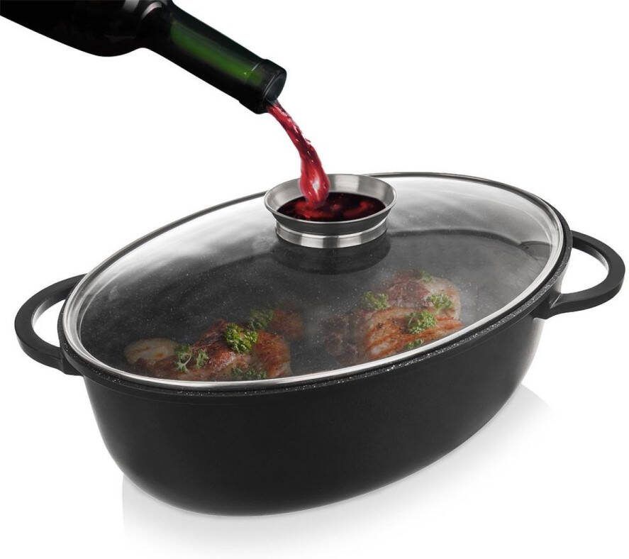Orion group Braadslede Graniet met Deksel Ovaal GRANDE 8 l 45x27 5 cm Ovenschaal Braadpan