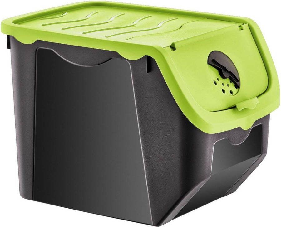 Orion group Doos voor Groenten en Fruit met Deksel Groen 12 l Aardappelbak Aardappelpot Bewaardoos Container Koelkast Organizer Opbergbox Fruitkist