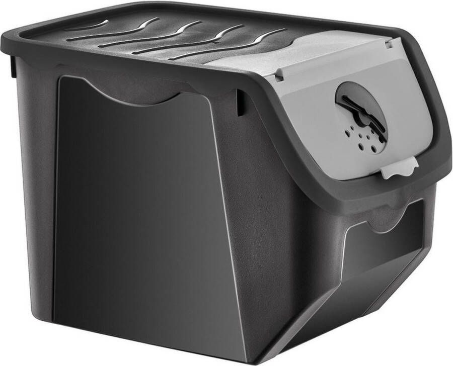 Orion group Doos voor Groenten en Fruit met Deksel Zwart 12 l Aardappelbak Aardappelpot Bewaardoos Container Koelkast Organizer Opbergbox Fruitkist
