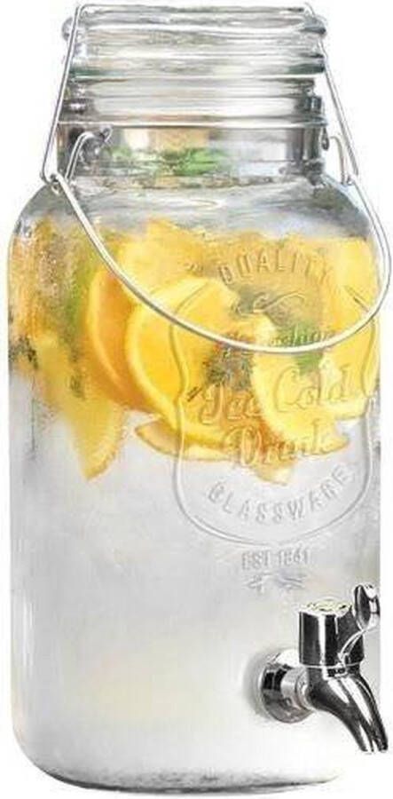 Orion group Drankdispenser met Kraan Glas 4 l Kraantje Limonadetap Drank Dispenser Limonadedispenser Kan Karaffe