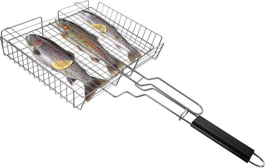 Orion group Grillrooster Edelstaal 61x32 cm Rooster Barbecuerooster Grillmand Bbq Barbecue Mand Grillschaal Grillplaat