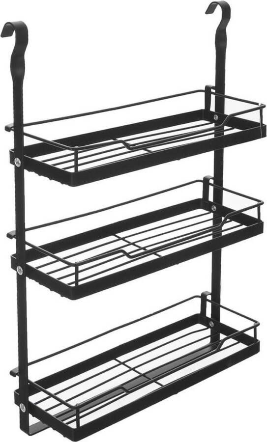 Orion group Keukenplank Opgehangen Aan De Reling Metaal Zwart RADKA 30 5x10 5x46 cm Plank voor Keuken Keukenkast Keukenrek Kruidenrek Kruidenhouder