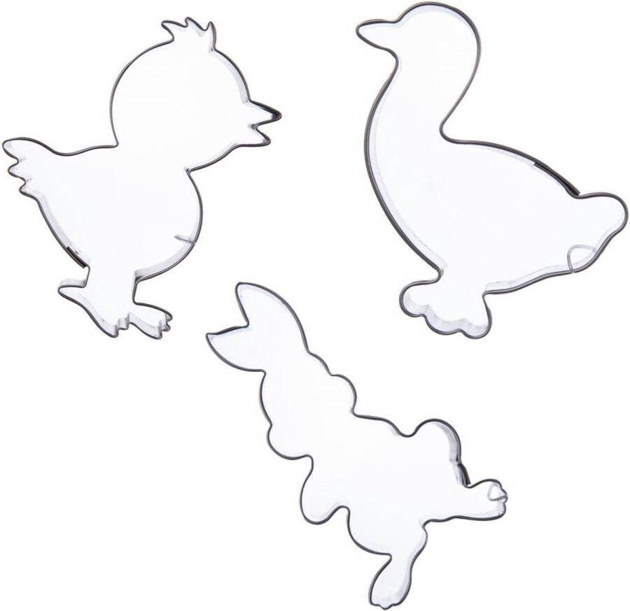 Orion group Koekjessnijders Edelstaal Pasen 5-6 cm 3 stuks Vormen Uitsteekvorm Cookie Cutter Uitsteekvormpjes Koekjes Bakken Koekjessnijder