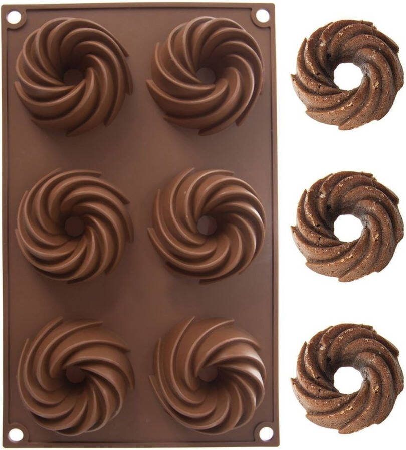Orion group Mini Tulbandvorm Silicone Bruin SILLINIE 28x17x3 cm Cupcake Bakvorm Bundt Cakevorm Vorm voor Bakken Muffins Cupcakes Brownies Cakes Pudding