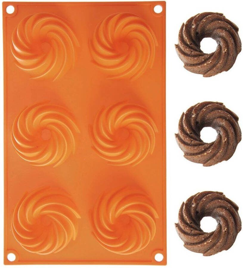 Orion group Mini Tulbandvorm Silicone Oranje SILLINIE 28x17x3 cm Cupcake Bakvorm Bundt Cakevorm Vorm voor Bakken Muffins Cupcakes Brownies Cakes Pudding