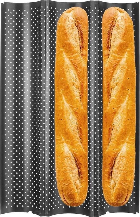 Orion group Baguette Bakplaat Edelstaal 38 cm Baguettebakplaat Bakvorm Broodbakvorm Hot Dog-Broodjes