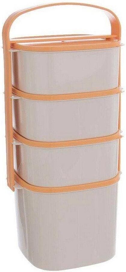 Orion group Container voor Eten Plastic 4 Niveaus 2l 3x1 15 l Voedselcontainer Lunchbox